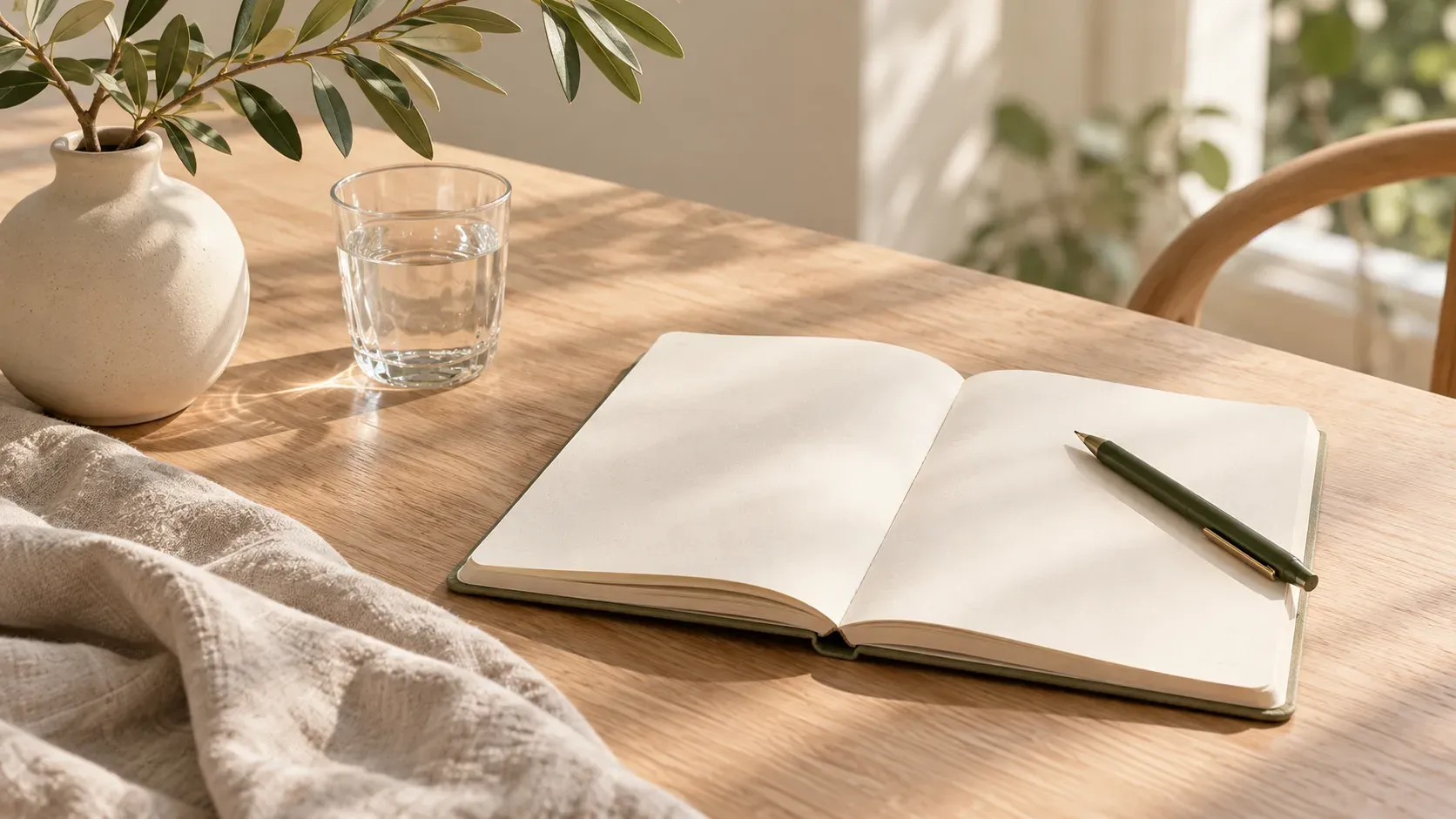 AI-generated illustrative photograph: first visit notebook