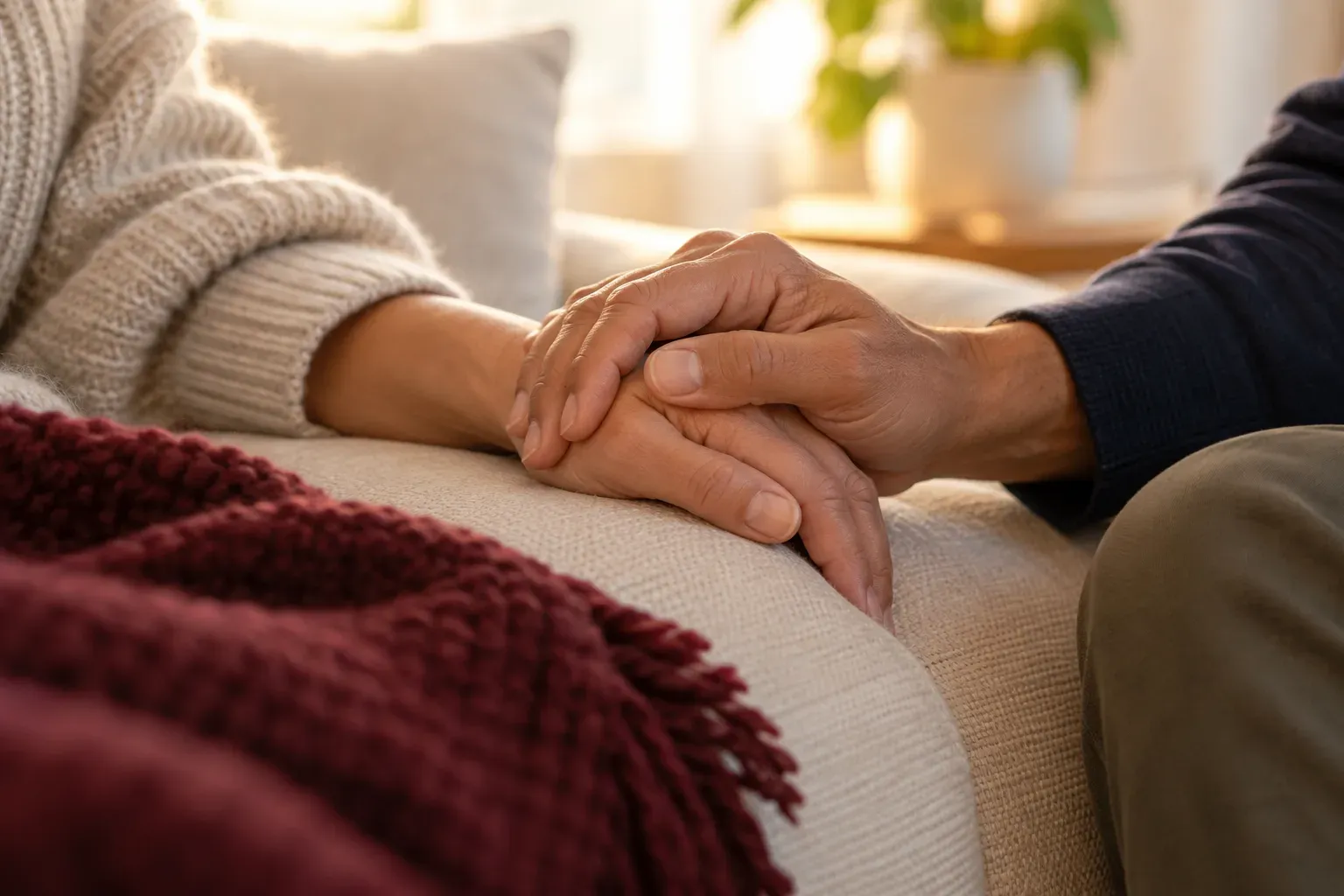 Two hands held in support